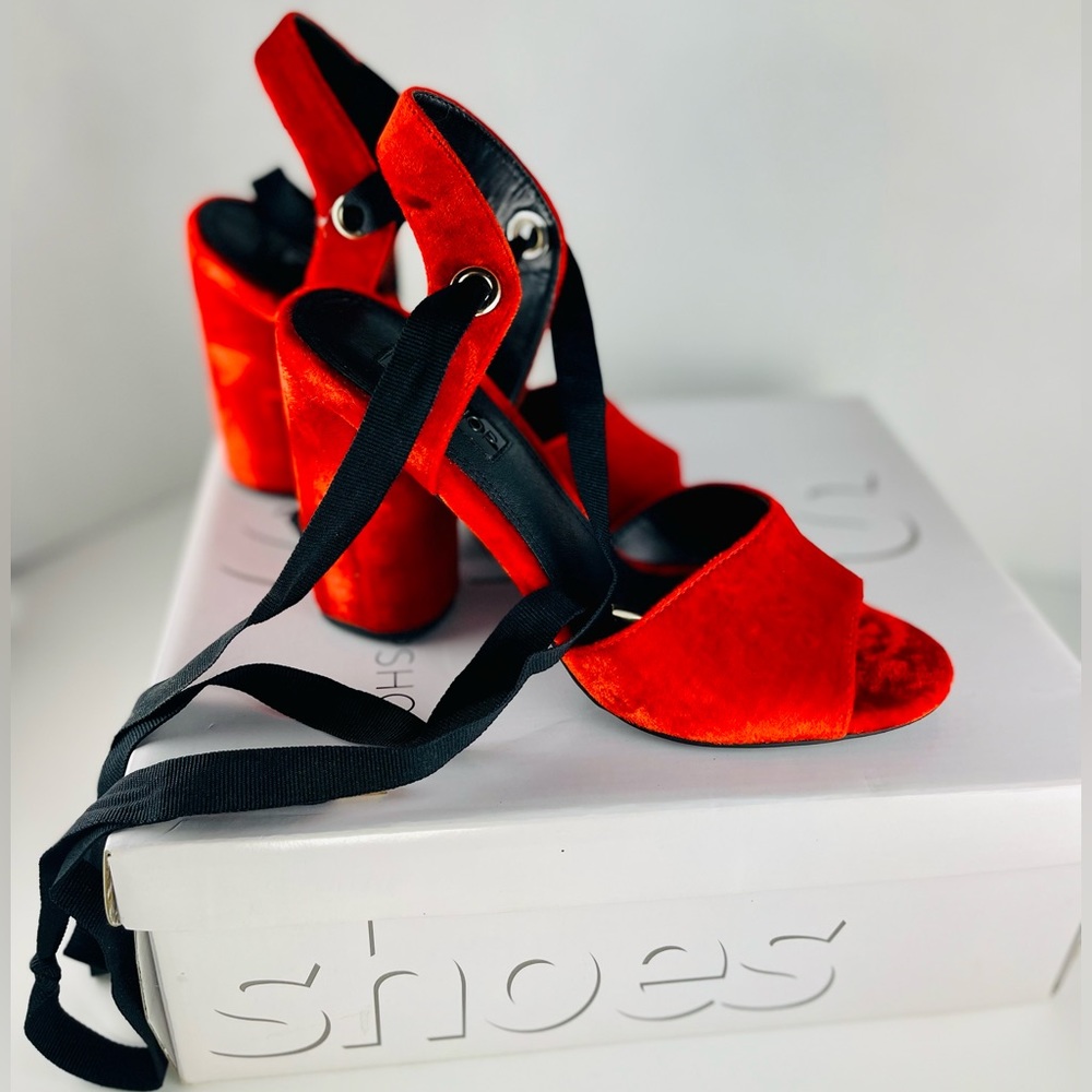 Topshop Red Suede Heeled Shoes 6.5
